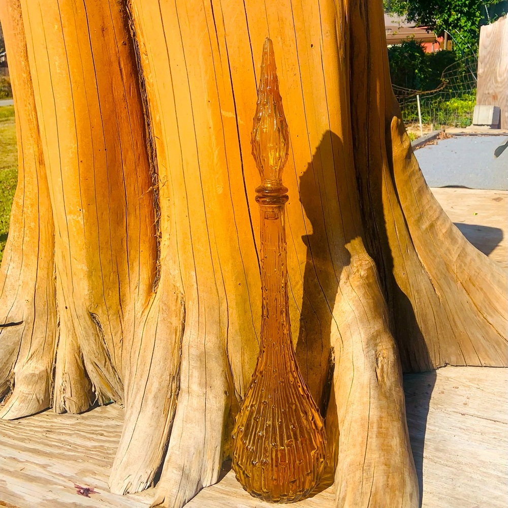 •Vintage Empoli Amber Glass Genie Bottle